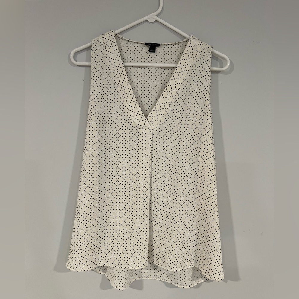 Ann Taylor, blue label, sleeveless swing shirt, size sm, color cream and black